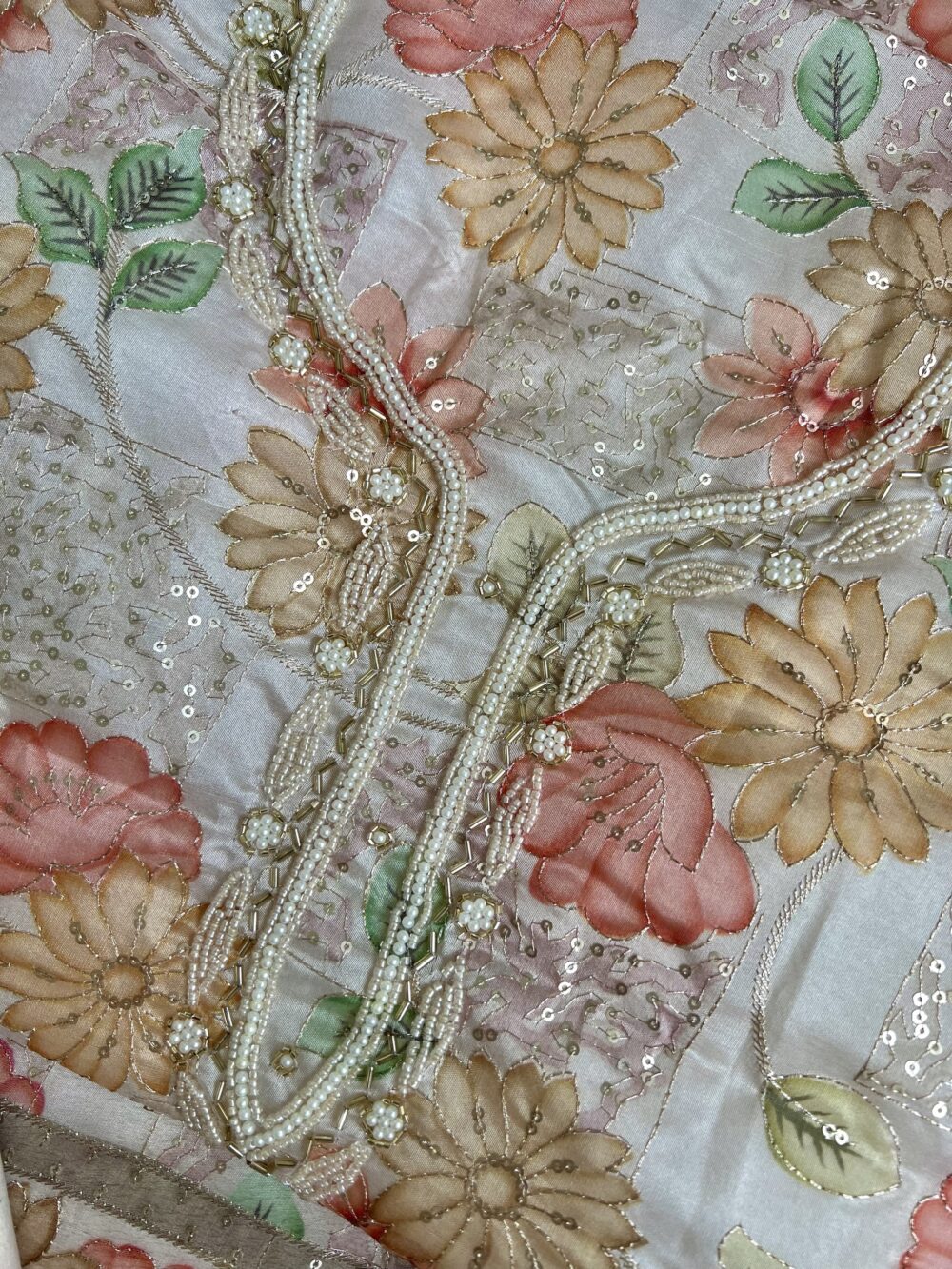 سوت پنجابی هندی طرح مخور عربی رنگ تربوزی (تکه نادوخت) - Image 5
