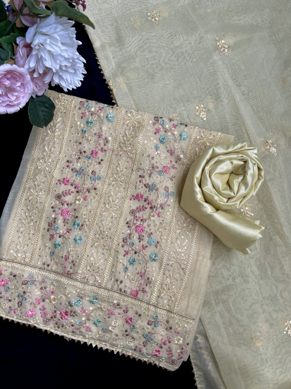 سوت پنجابی هندی مکمل خامک دوزی شده ( سه تکه ) - Image 3