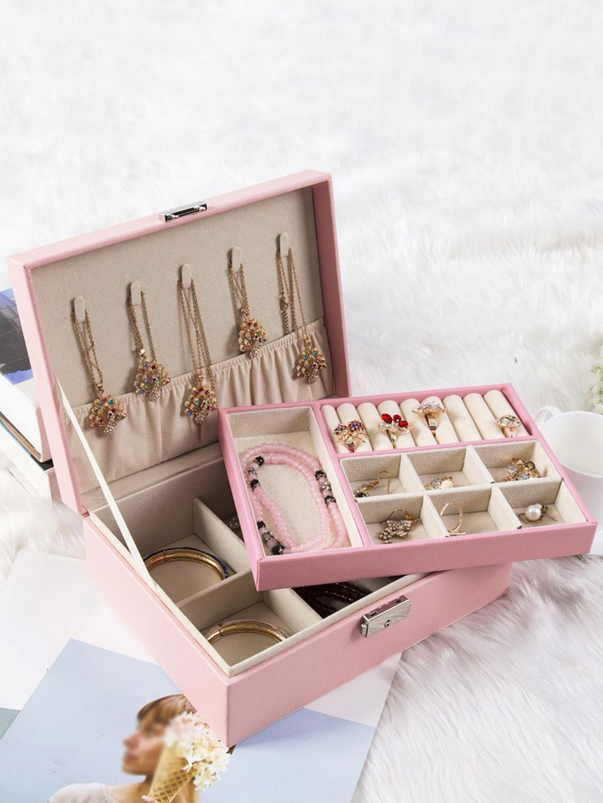 جعبه جواهرات سایز بزرگ ( ۲ طبقه یی)